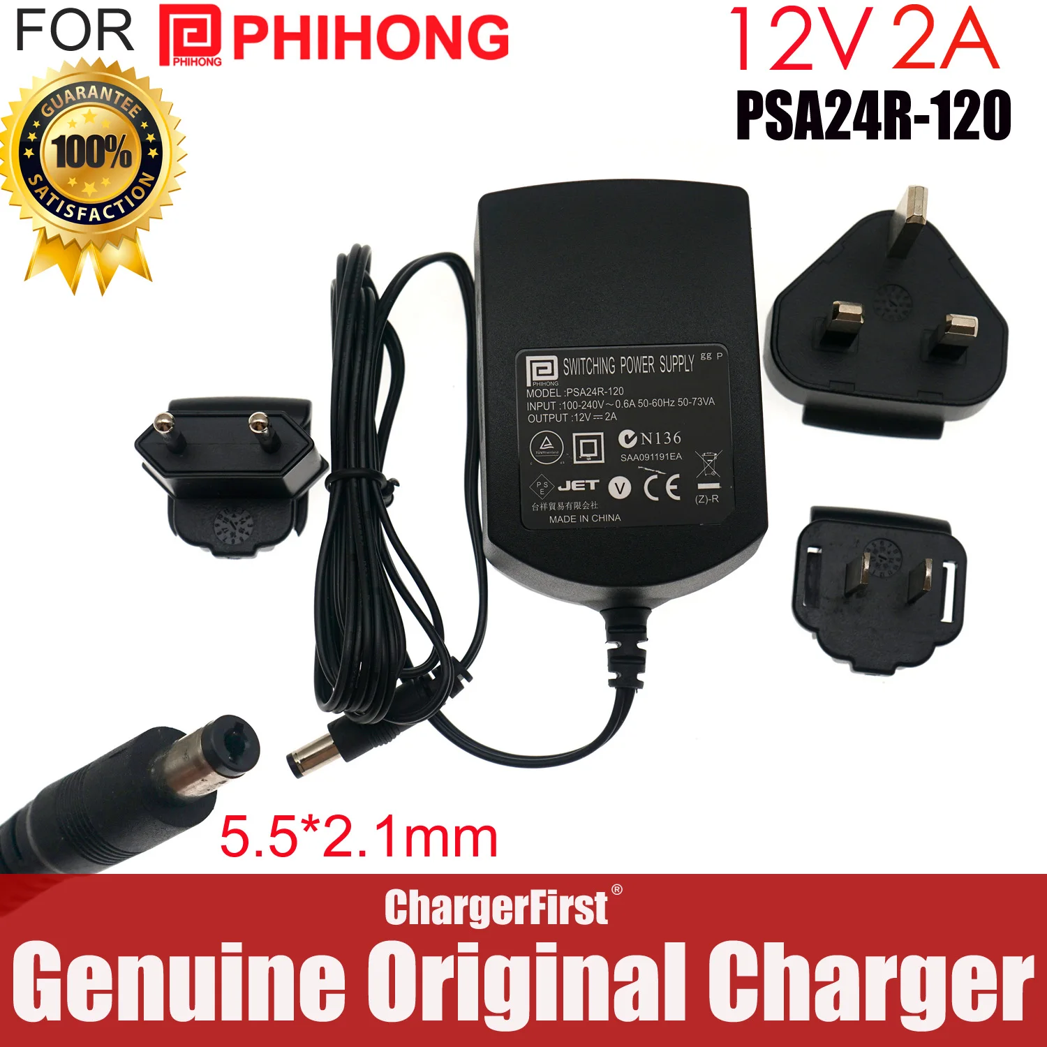 Genuine Phihong PSA24R-120 12V 2A Switching Power Supply 24W AC Adapter Charger  for Zyxel USG 100 MitraStar Network Firewall