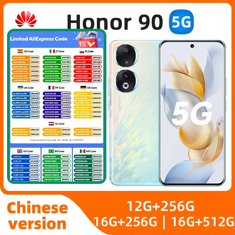 HONOR 90 5G 6.7 inch OLED  Qualcomm Snapdragon 7 Gen 1 200MP Ultra-Clear Camera 5000mAh 66W Supercharger 120Hz used phone