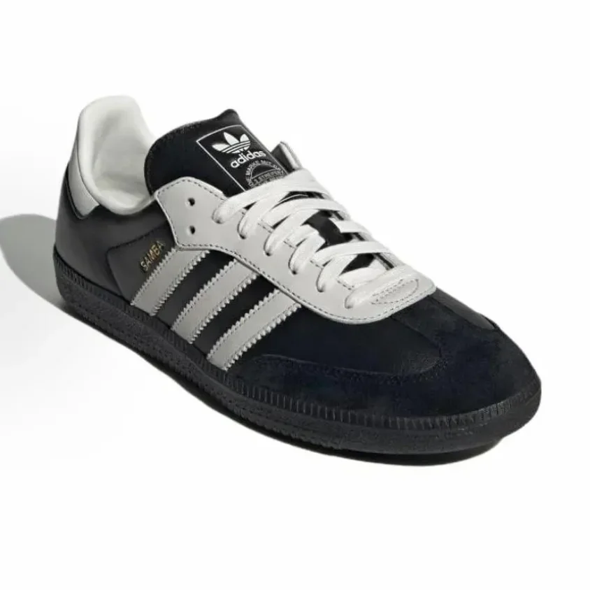 حذاء adidas Originals SAMBA OG للذكرى الـ 75 مريح ومتعدد الاستخدامات وخفيف الوزن وغير قابل للانزلاق باللون الأسود