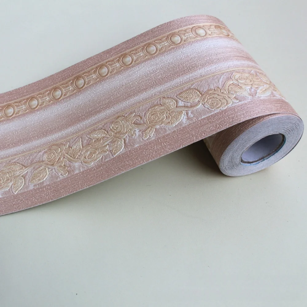 1 قطعة 5 متر/196.85in بولي كلوريد الفينيل ذاتية اللصق اللوح الجدار ملصق الأزهار التفاف الخصر ملصقات مقاوم للماء ثلاثية الأبعاد جدار الحدود ديكور #4