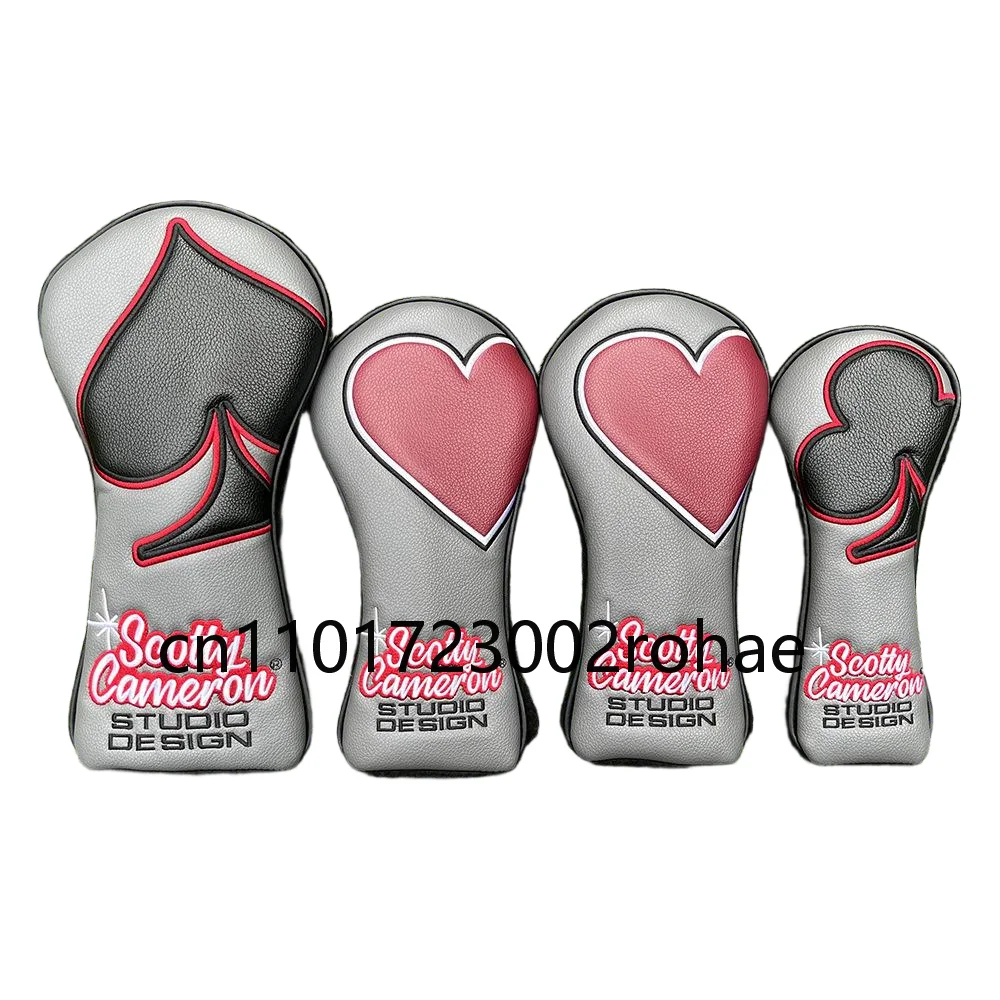 

Golf Club Headcovers - Driver/Fairway/Hybrid Protector with Spade & Heart Design - Water-Resistant Cover