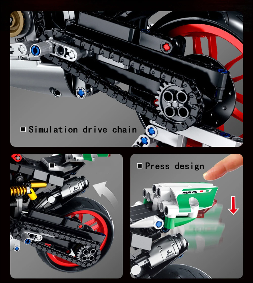Techniczne klocki do budowy motocykli Ducati Moto Racing Motocykl Pojazd miejski Klocki MOC Zestawy modeli Zabawki konstrukcyjne dla dzieci