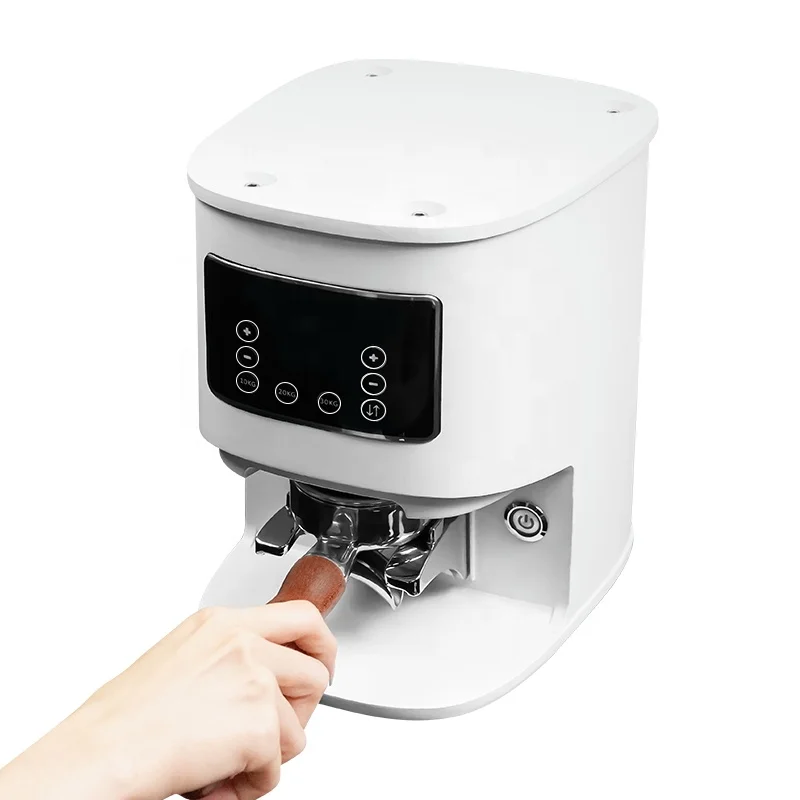 Electric automatic coffee grinder tamping station
