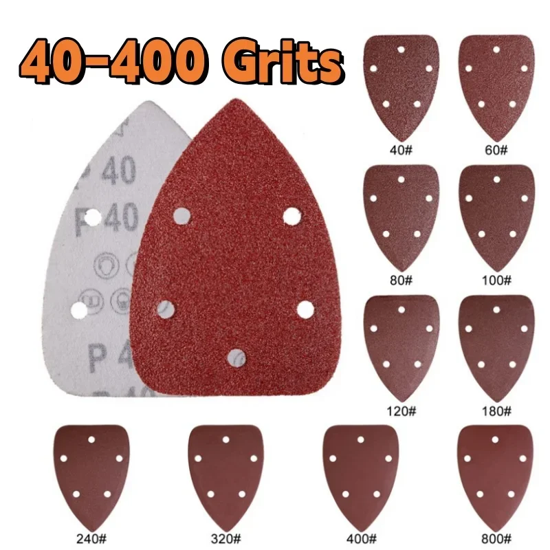 Triangle Sandpaper 140x90 Mouse Sandpaper 5 Hole Sanding Disc 40-400 Grits Wall Polisher Wood Products Grinding Polishing Metal