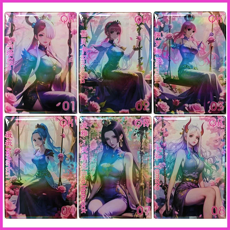 

Аниме ONE PIECE Rare QK Eoxy Refraction Коллекционные карты Uta Rebecca Perona Vivi Hancock Yamato Игрушки для мальчиков Подарок на день рождения