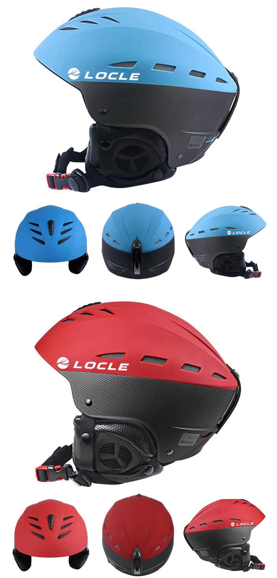 LOCLE Professioneller Skihelm für Herren und Damen, Kinder, Skihelm, Schnee, Skaten, Snowboard, Schneemobil, Skateboard, Größe 52–61 cm – Detail 6