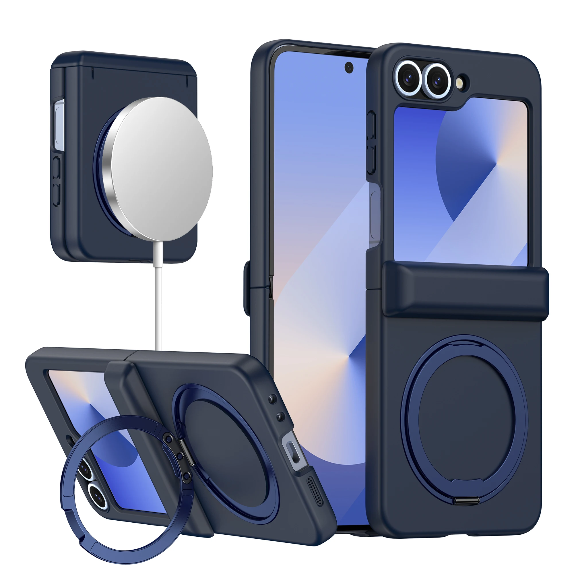 

For Samsung Galaxy Z Flip 6 5 Case Hand Feel 360 Back Ring Holder Magsafe Mobile Phone Cover