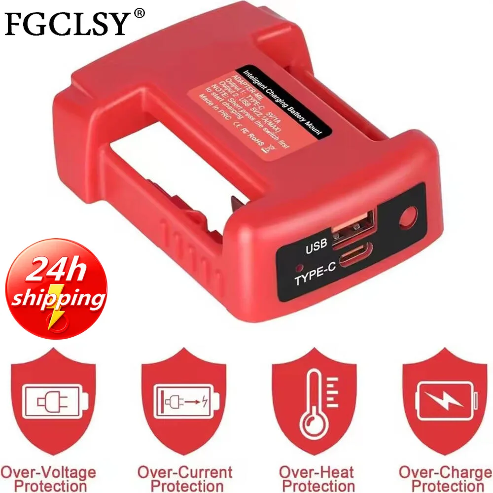 For DeWalt 20V For Milwaukee 18V Lithium Battery For Makita For Einhell Laptop Mobile Phone Fast Charging USB Type C Power Bank