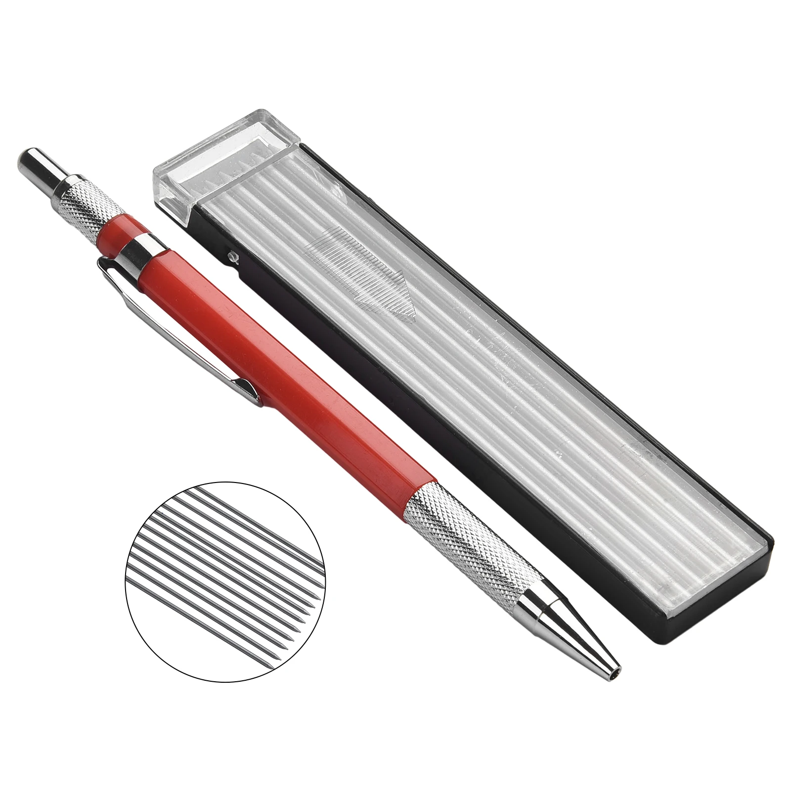 Mechanical Metal Marker Welder Pencil With Silver Streak Refills Built-In Sharpener For Pipe Fitter Welder Construction Tools