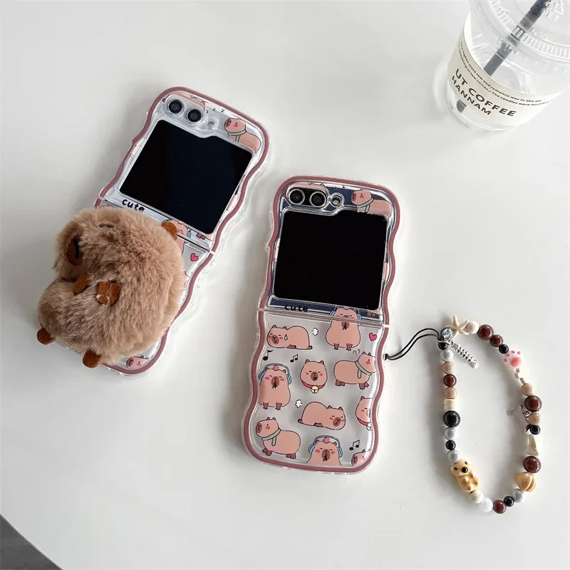 

Cartoon Capybara Phone Case for Samsung Galaxy Z Flip 6 5 4 3 Protective Back Cover for ZFlip4 ZFlip5 ZFlip6 Case Shell