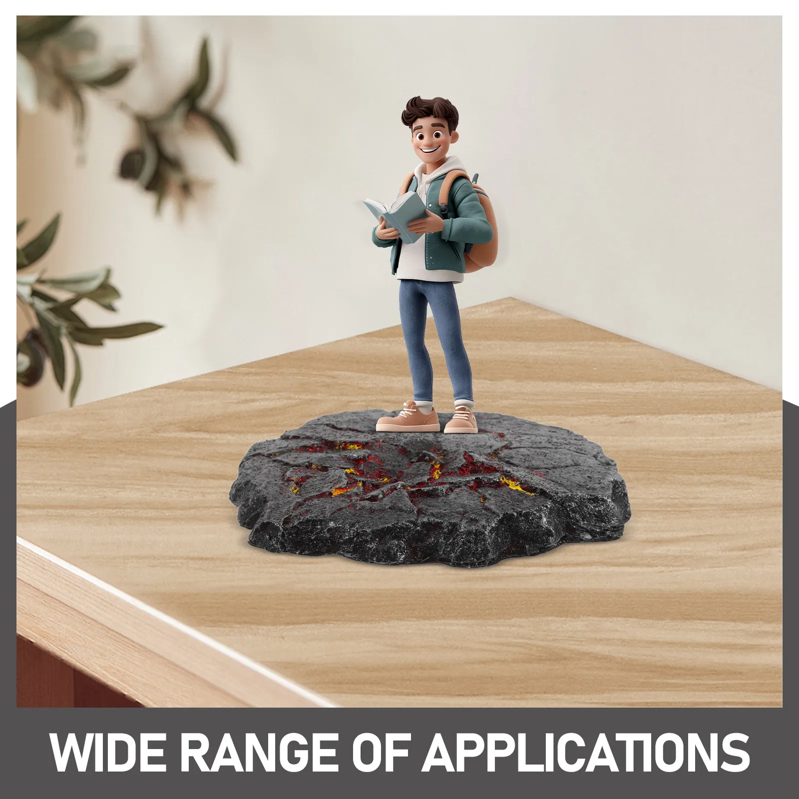 Cracked Lava Effect Earth Base Realistic Action Figure Stand Display Pedestal Figure Support Battle Diorama Platform