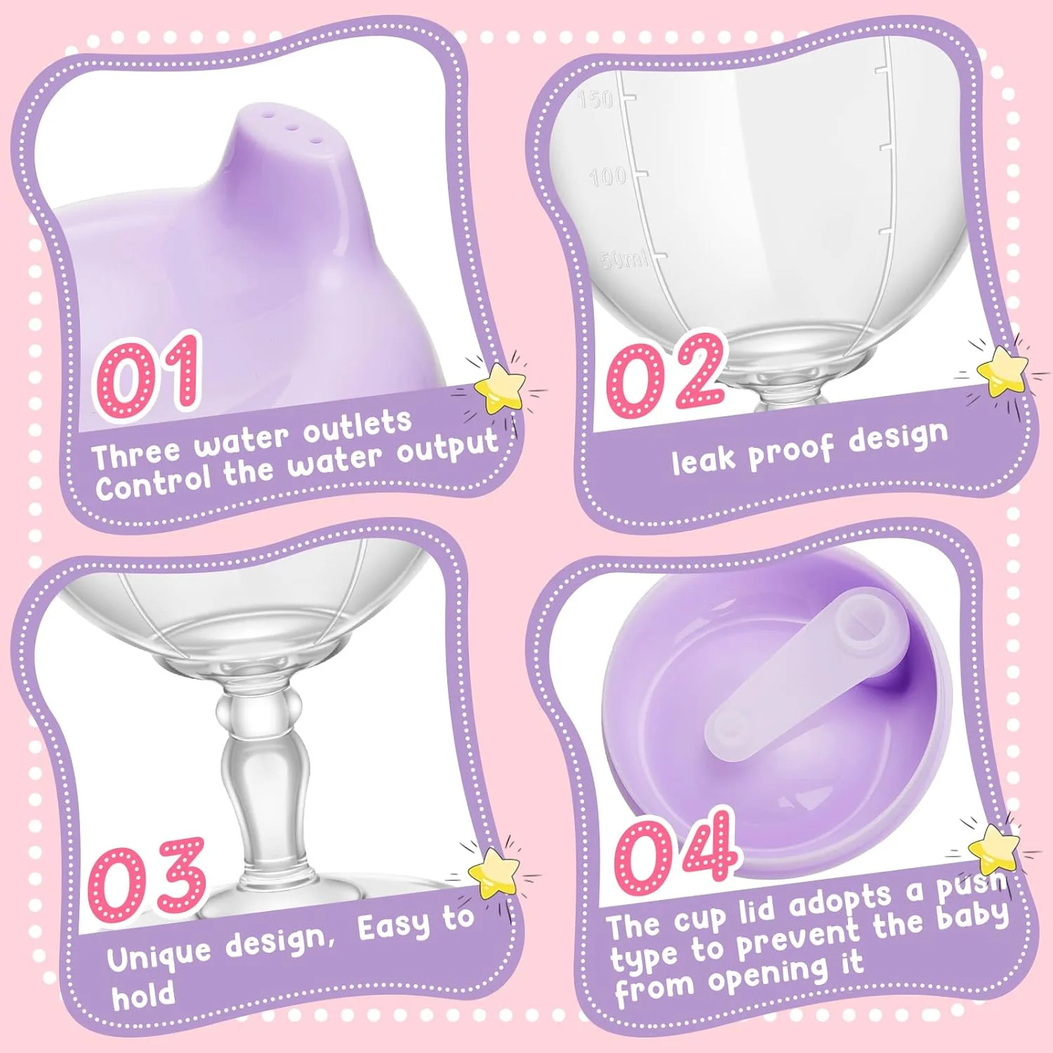Pink Purple PP Material High Foot Cup Set -  for Parties And Special Occasions