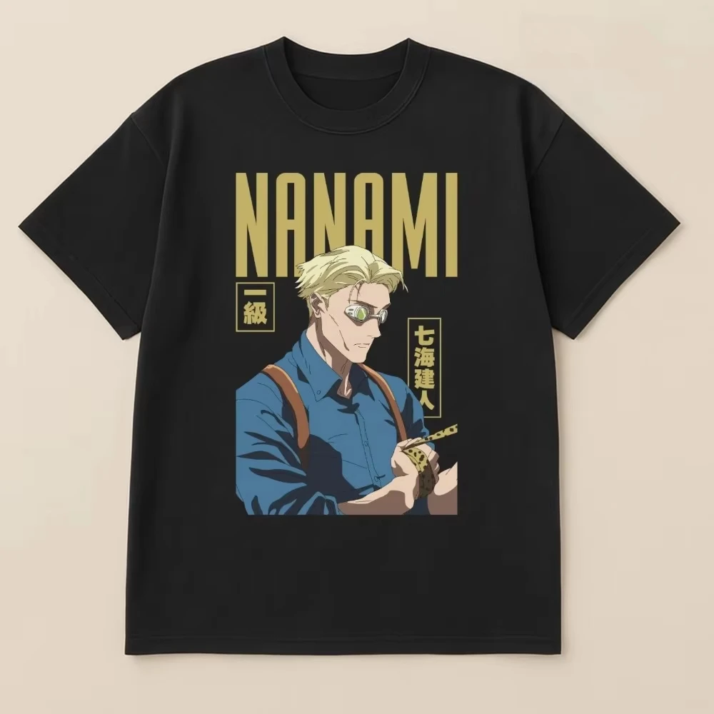 Hot Sale 2026 Summer Jujutsu Kaisen Kento Nanami Glasses Tie Graphic T‑Shirt Cotton Casual Unisex Streetwear Short Sleeve Tops