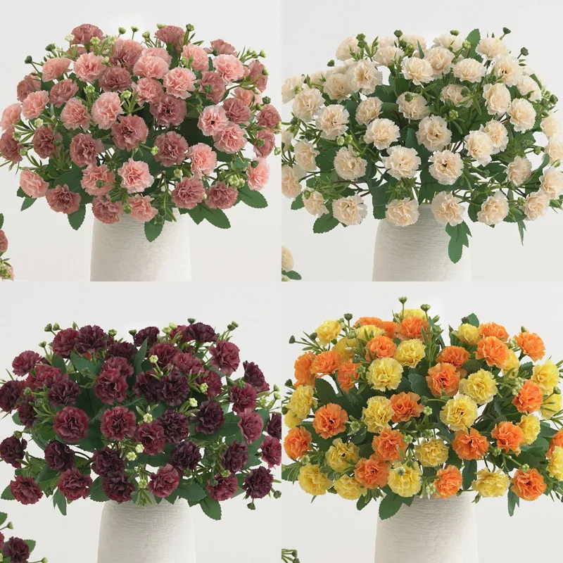 Hot selling Silk Artificial Flowers Lilac Carnation Wedding Bridal Bouque Christmas Wreaths Home vase garden Decoration DIY gift