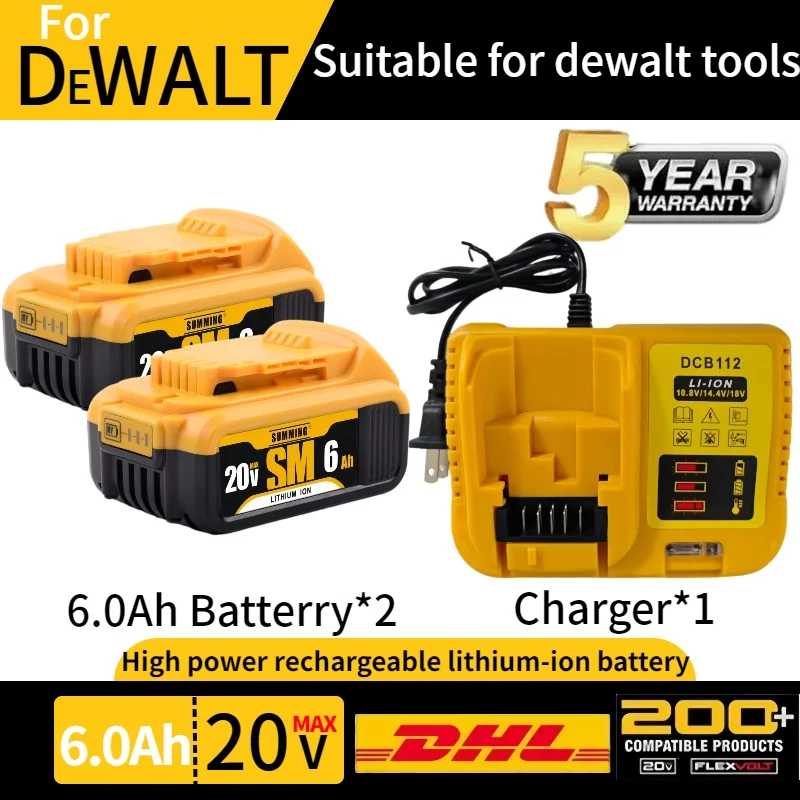 

18V/20V 6.0Ah replaceableDewalt rechargeable lithium-ion batteryreplaceable DCB206 DCB205DCB186 DCB185for Dewalt tools