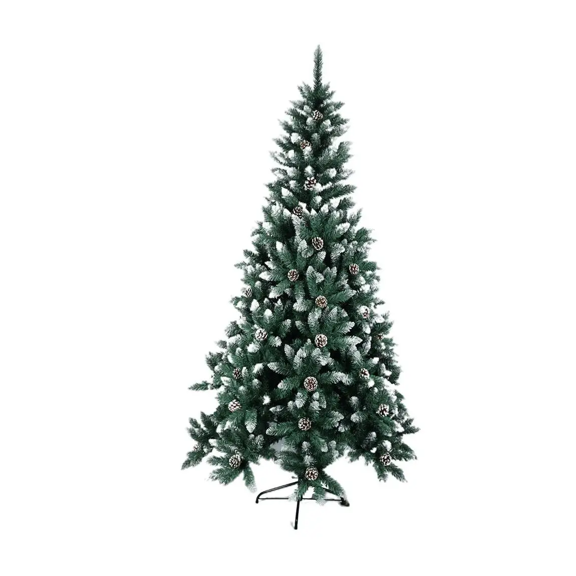 PLUS HOME Árbol de Navidad nevado Harry con base soporte metálica: 120 cm (330 puntas) con piña, 150 cm (480 puntas) con piña, 180 cm (820 puntas) con piña, 210 cm (1200 puntas) con piña. Diseño