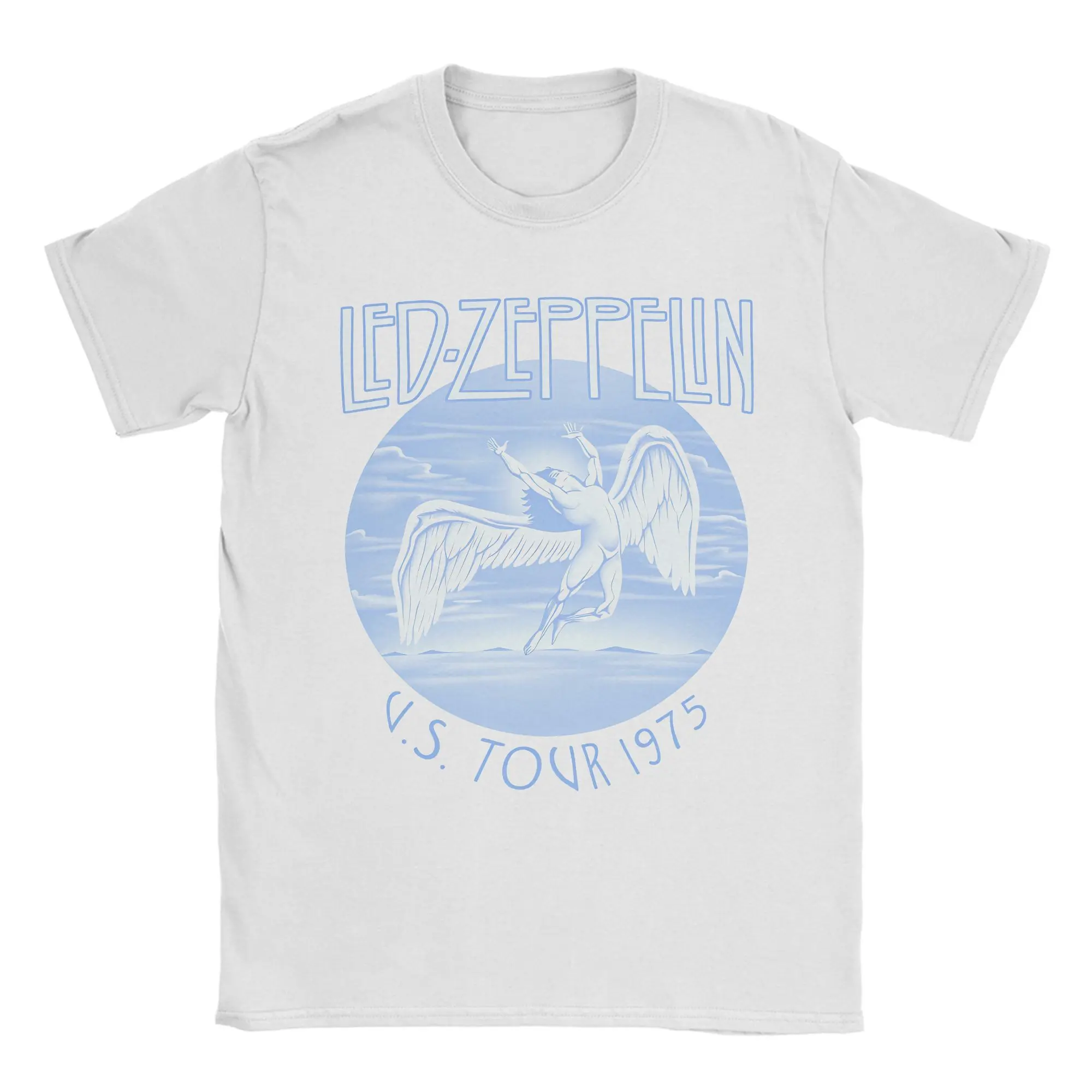 Led Zeppelin U.S. Tour 1975 Cotton T Shirt For Men's Summer  Streetwear T-Shirts Big Size Custom Logo Clothes