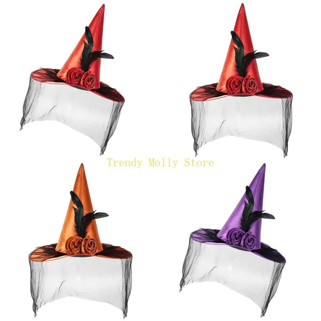 

N5KB шляпа ведьмы на Хэллоуин, карнавал, фотография, шляпа ведьмы для взрослых с черной вуалью, аппликация, вечерние шапка для