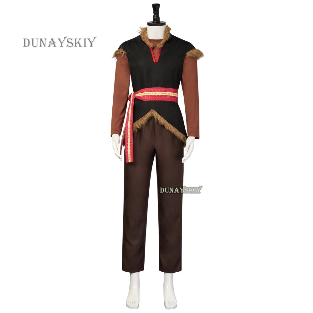 Kristoff Anime Cosplay Traje, Princesa da Neve, Jaqueta de Pelúcia, Camisa, Calças, Cinto, Terno, Dia das Bruxas, Roupas Masculinas, Crianças