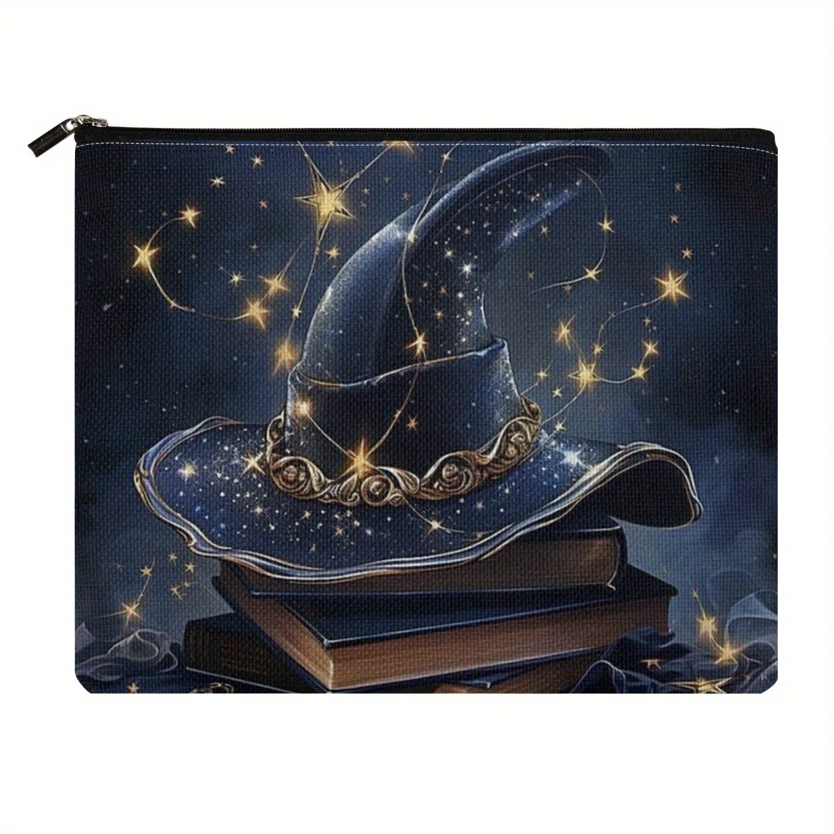 A Witch hat and magic book makeup bag - cute multifunctional zipper bag for women, jewelry storage bag