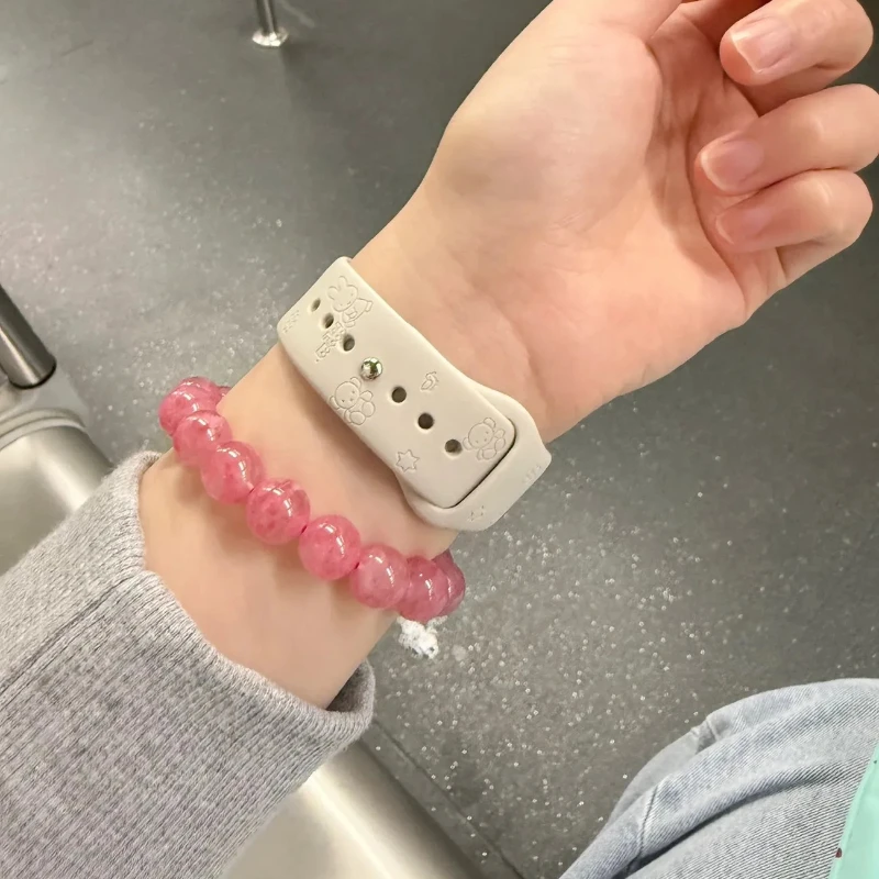 سوار ساعة ميفي كاواي كارتوني من السيليكون لساعة Iwatch 10/11 حزام مطبوع ممتاز مع إبزيم قابل للتعديل إكسسوار هدايا أنيق #3