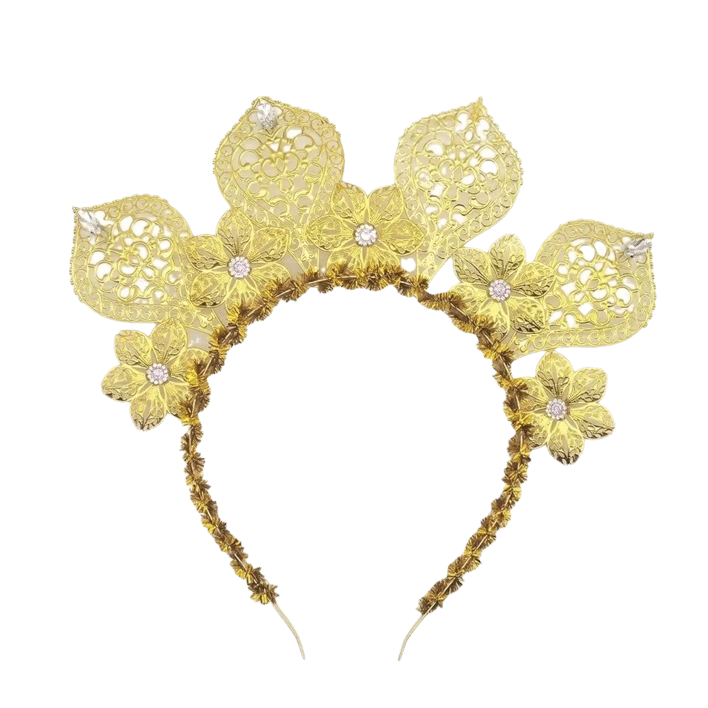 

Vintage Flower Goddess Halo Headband Rhinestone Exaggerated Women Hairband Aureole Sun Traditional Festival Hair Hoop Cosplay