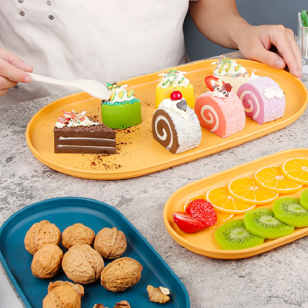 Dinner Plate Breakfast Bread Tray Nordic Ins Style Plastic Western Food Afternoon Tea Dim Sum Fruit Household Kitchen Plate