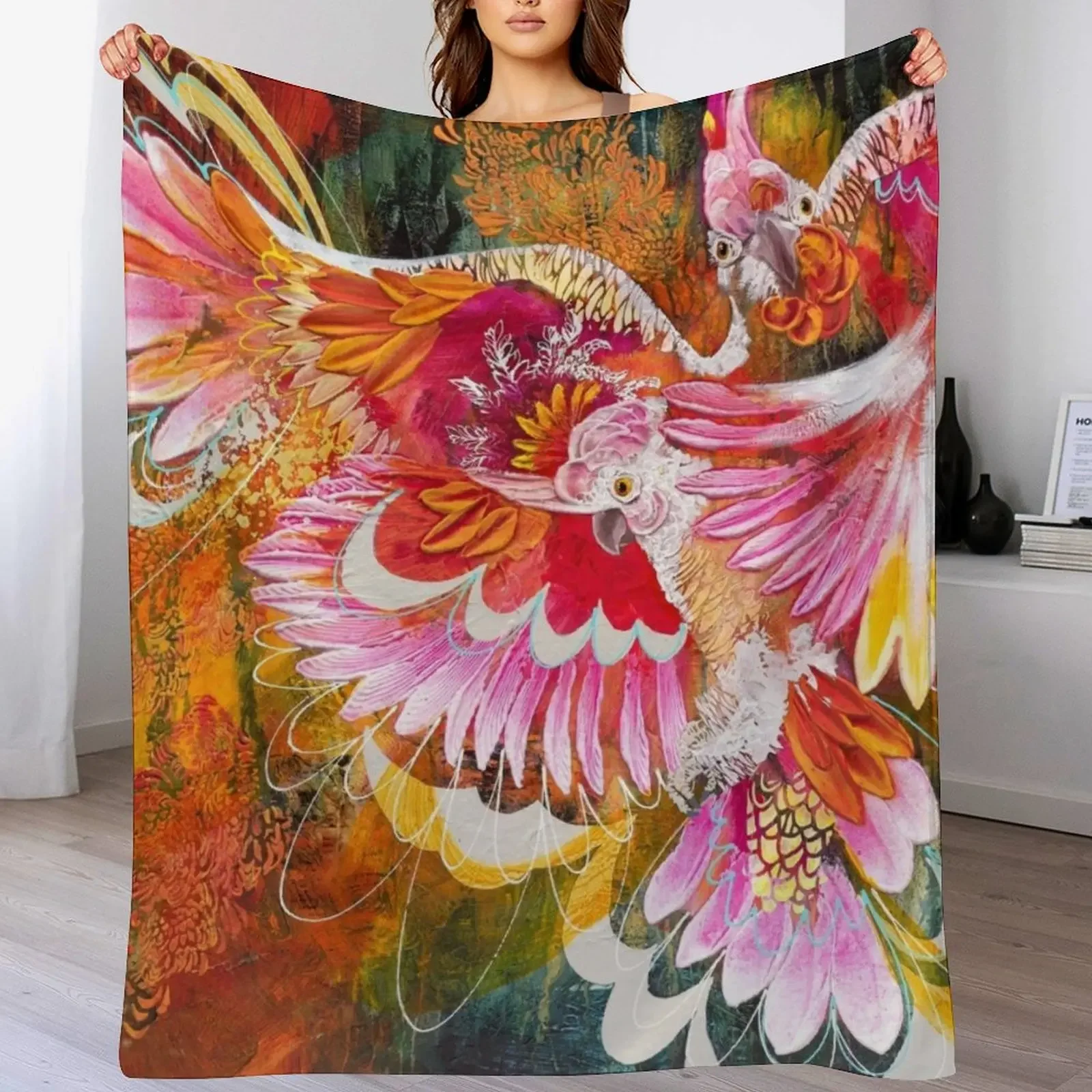 

Cockatoo Mardi-gras Throw Blanket Decorative Sofa warm winter Beach Luxury Thicken Blankets