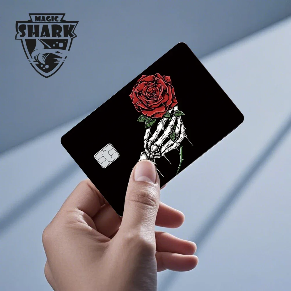 ماجيك القرش المال الدولار بيتكوين أنيمي يو غي أوه الجمجمة القلب غطاء ملصق فيلم الجلد لبطاقة الائتمان الخصم الجانب الأمامي