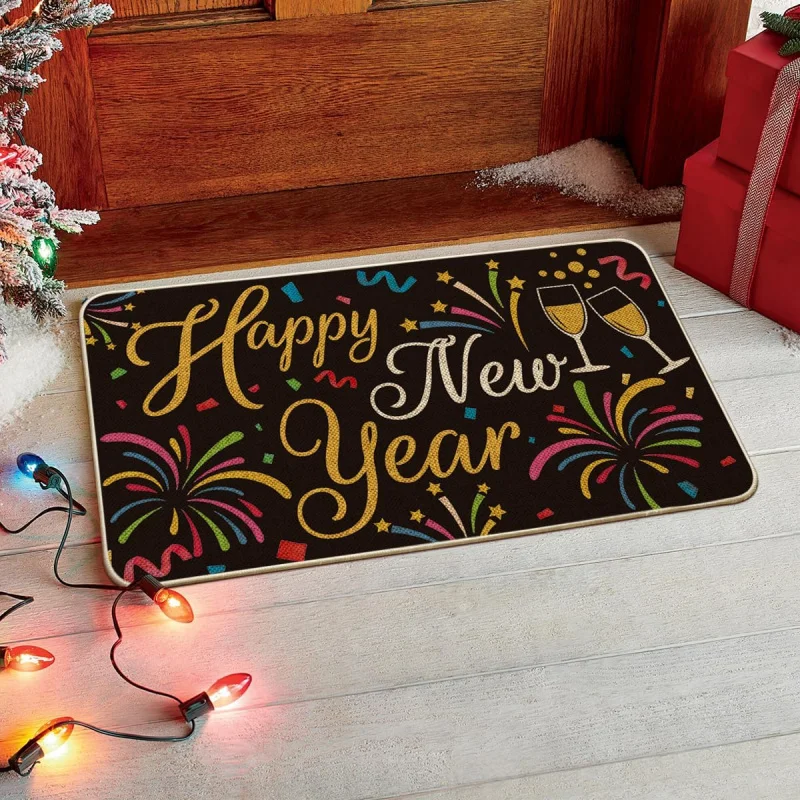 2025 Cheers Fireworks New Year By Mat Home Decoration Living Room Indoor and Outdoor Mat 61X90cm