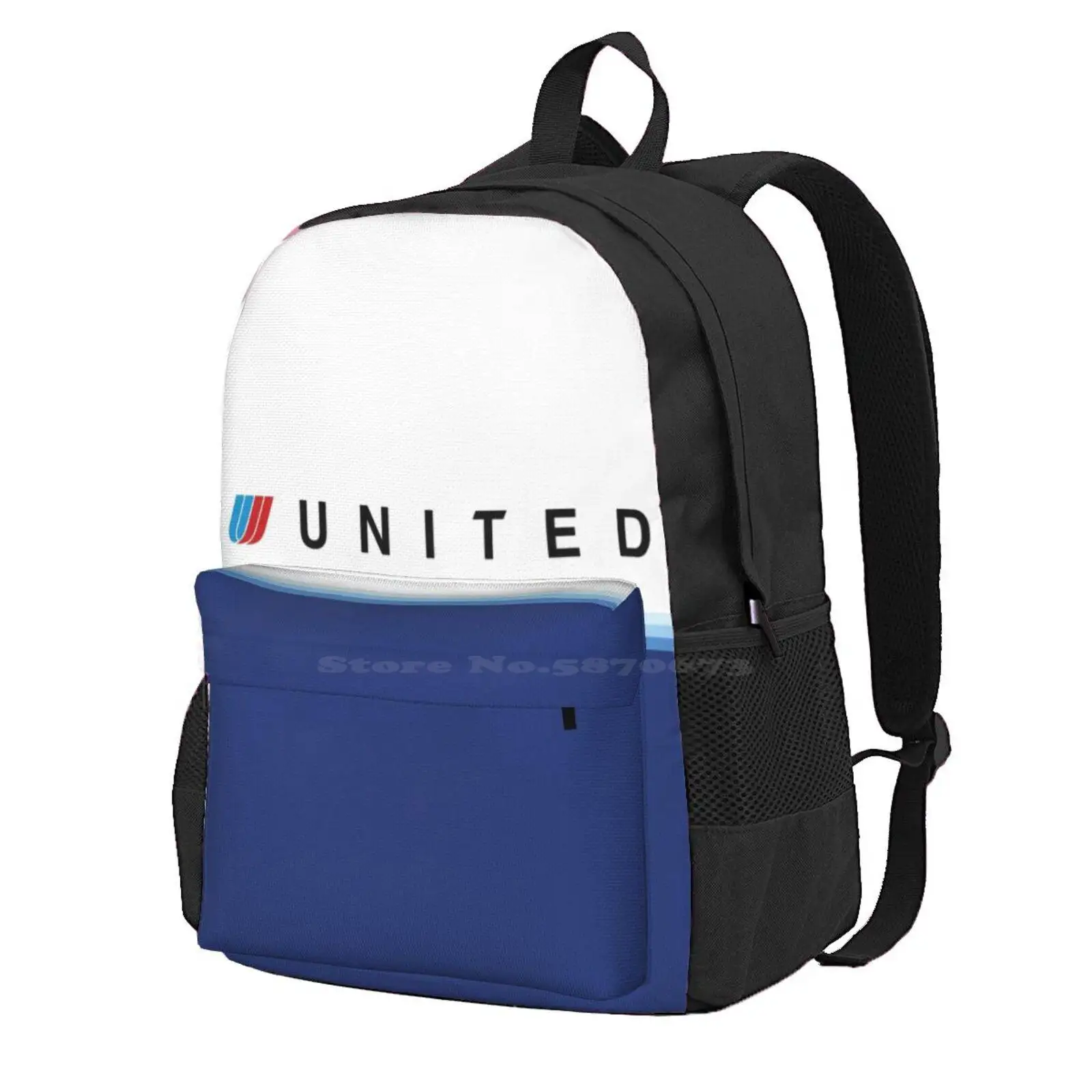 United Airlines Blue Tulip Livery Hot Sale Schoolbag Backpack Fashion Bags United Airlines Blue Tulip Airplane Livery Logo