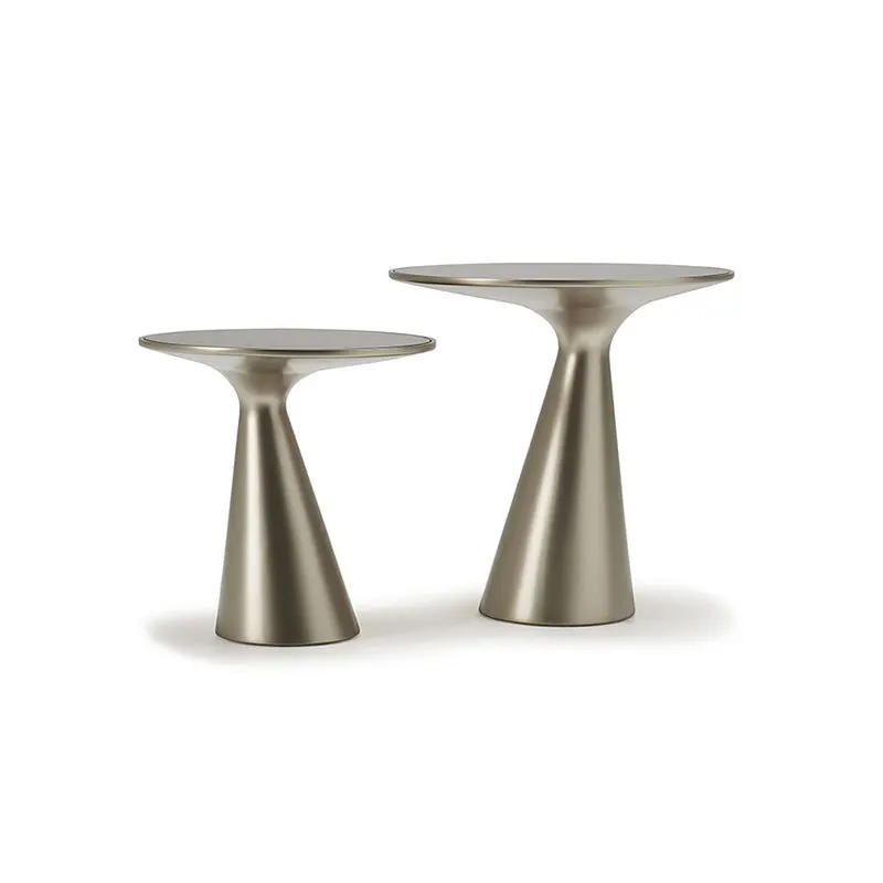 

Stainless steel living room sofa corner, glass round design small tea