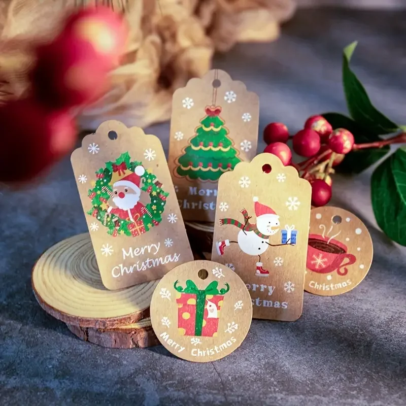 50pcs Megboldogult karácsonyi Állásából elbocsát mag Nátronpapír Irat HTML elem Karácsony Élőfa Akasztás Ismertető jel navidad Új Év Félfogadás Adomány rty decorations számára haza