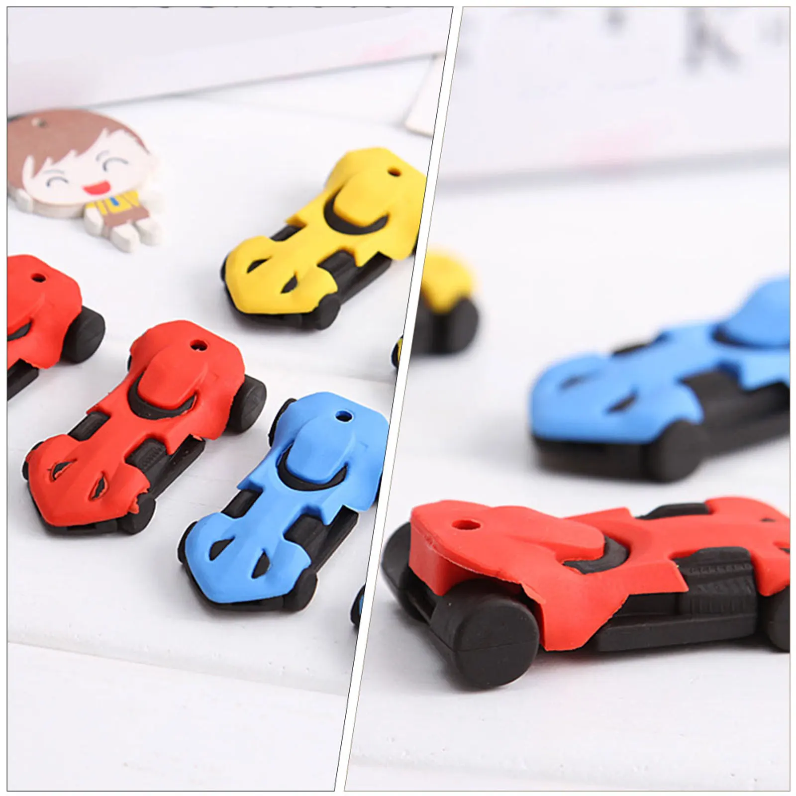 18 قطعة محايات سيارة سباق صغيرة للأطفال ممحاة قلم رصاص متينة شكل فريد من نوعه القرطاسية شنطة هدايا المحايات الصغيرة