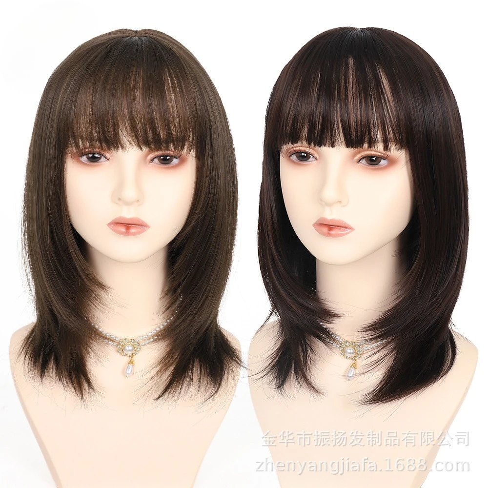 

First Love Wig Female Short Hair Wig Headgear Natural Full Headgear Temperament Trim Face Medium Long Clavicle Hair