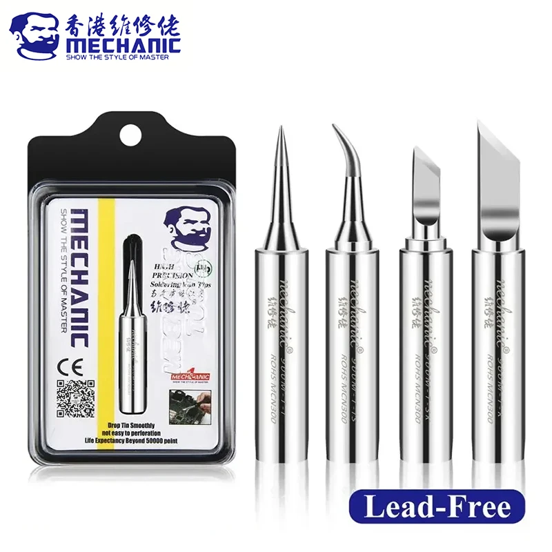 MECHANIC 900M-T Series Lead-free Pure Copper Electric Soldering Iron Tip Welding Tips For PCB BGA IC Chip Repair Solder Tool Kit