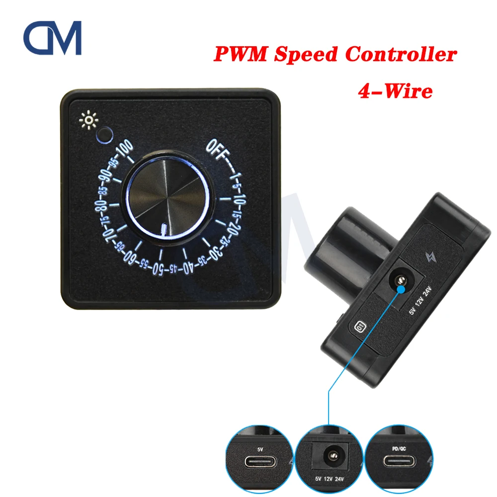 4Pin PWM مروحة محافظ سرعة تحكم PD QC شحن سريع TYPE-C تيار مستمر امدادات الطاقة 24V12V5V لتقوم بها بنفسك مبرد تبريد المياه #1