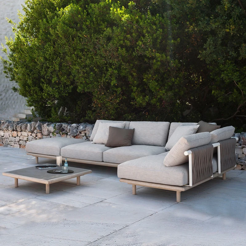 Sofa Outdoor Garden Villa Vine Weaving Waterproof and Anticorrosive Wood Furniture Combination