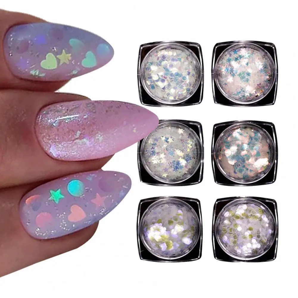 1 Box Nail Sequin  Shiny   Nail Art Sequins Romantic Nail Glitter Jewelry