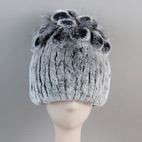 Russia Hot 100% Genuine  ladies elegant princess beanies Hats Winter Real Fur Hat Women Good Elastic Knitted Rex Rabbit Fur Caps - Image 3