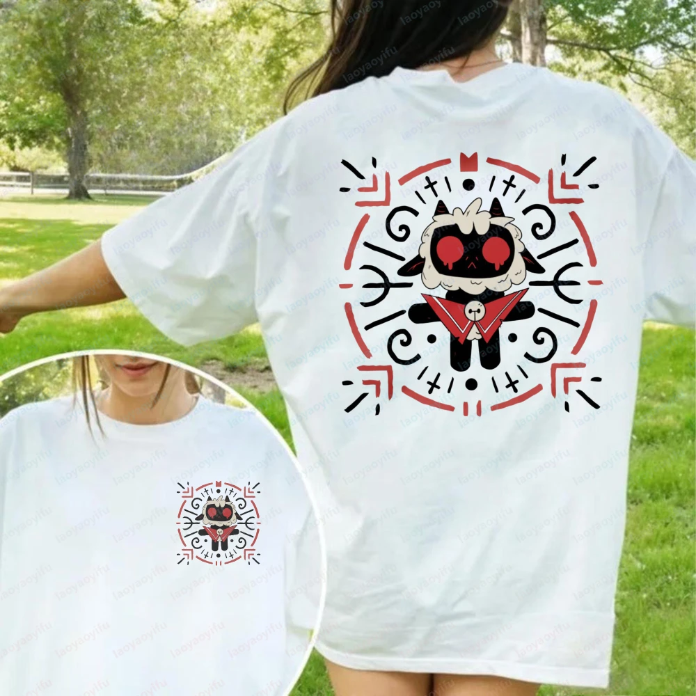 Dark Fantasy Cult of The Lamb Grafik-T-Shirt für Erwachsene, O-Ausschnitt, kurze Ärmel, lässige Baumwolloberteile, lustiges Videospiel-Streetwear-T-Shirt für Herren
