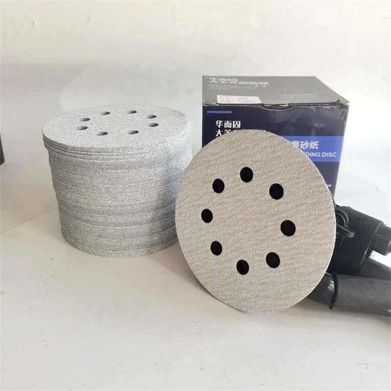 

5-дюймовая сухая наждачная бумага с 8 отверстиями, автомобильная атомная шлифовка ясеня, флокирующая круглая наждачная бумага для шлифовальной машины 125 мм