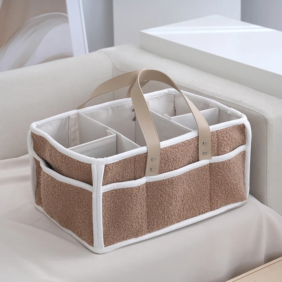 

Foldable Diaper Caddy with Handle - Multi-compartment Mommy Diaper Storage Bag for Baby Care
