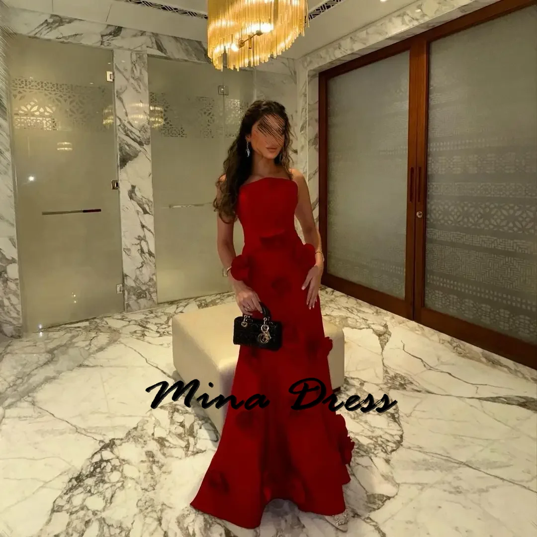 

Mina Customized Backless Evening Dress Sleeveless Luxurious Women's Evening Dresses for Special Occasions Flowers Strapless Prom