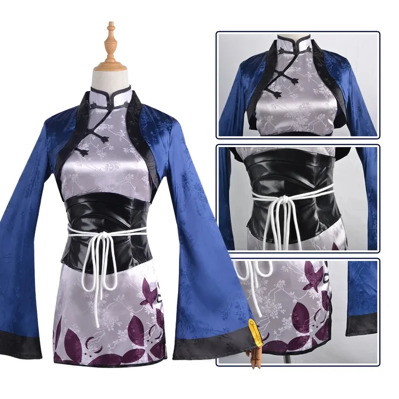 

Black Butler Ciel Costume Blue Cat Cheongsam Mature Lady Cosplay Set Accuracy Anime Role-playing gf;.9