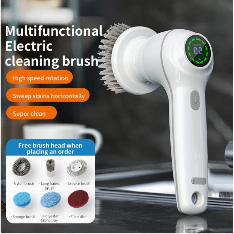 Handheld Electric Cleaning Brush   Charging Kitchen Bathroom Household Dishwashing Multifunctional Rotary Scrubber