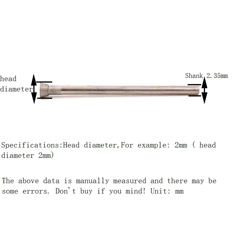 Diamond Grinding Head Shank 2.35mm Grinding Bit Accessory Burr Core Bits Grinding Head Rotary Tool Abrasive Tools E Needle