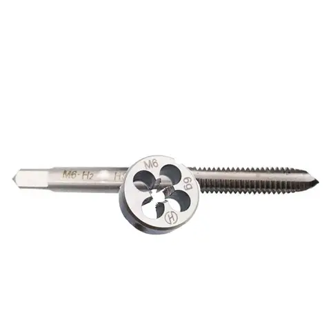 2개/세트 HSS M6 X 1mm 탭 & M6 X 1.0mm 다이 미터법 나사 오른손잡이용 수동 탭핑 미터법 탭 머신 탭 및 다이 세트
