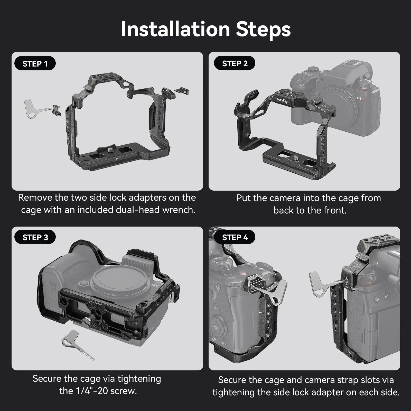 SmallRig G9 II S5 II klatka S5 IIX zestaw klatkowy do Panasonic LUMIX G9 II / S5 II / S5 IIX z górnym uchwytem i zaciskami kablowymi do 4024 HDMI