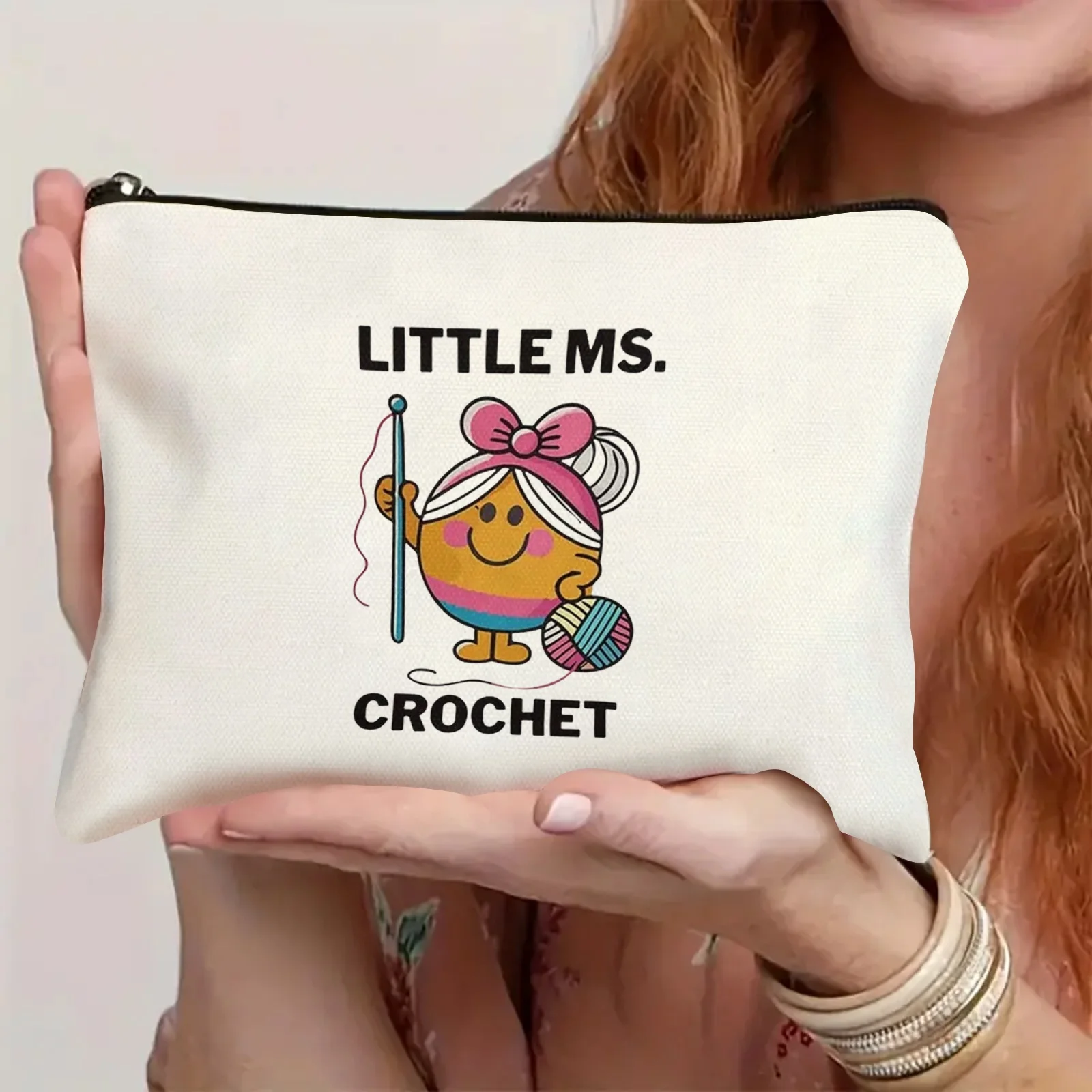 Eine gehäkelte Make-up-Tasche – süße multifunktionale Reißverschlusstasche für Damen, Schmuckaufbewahrungstasche – Detail 4